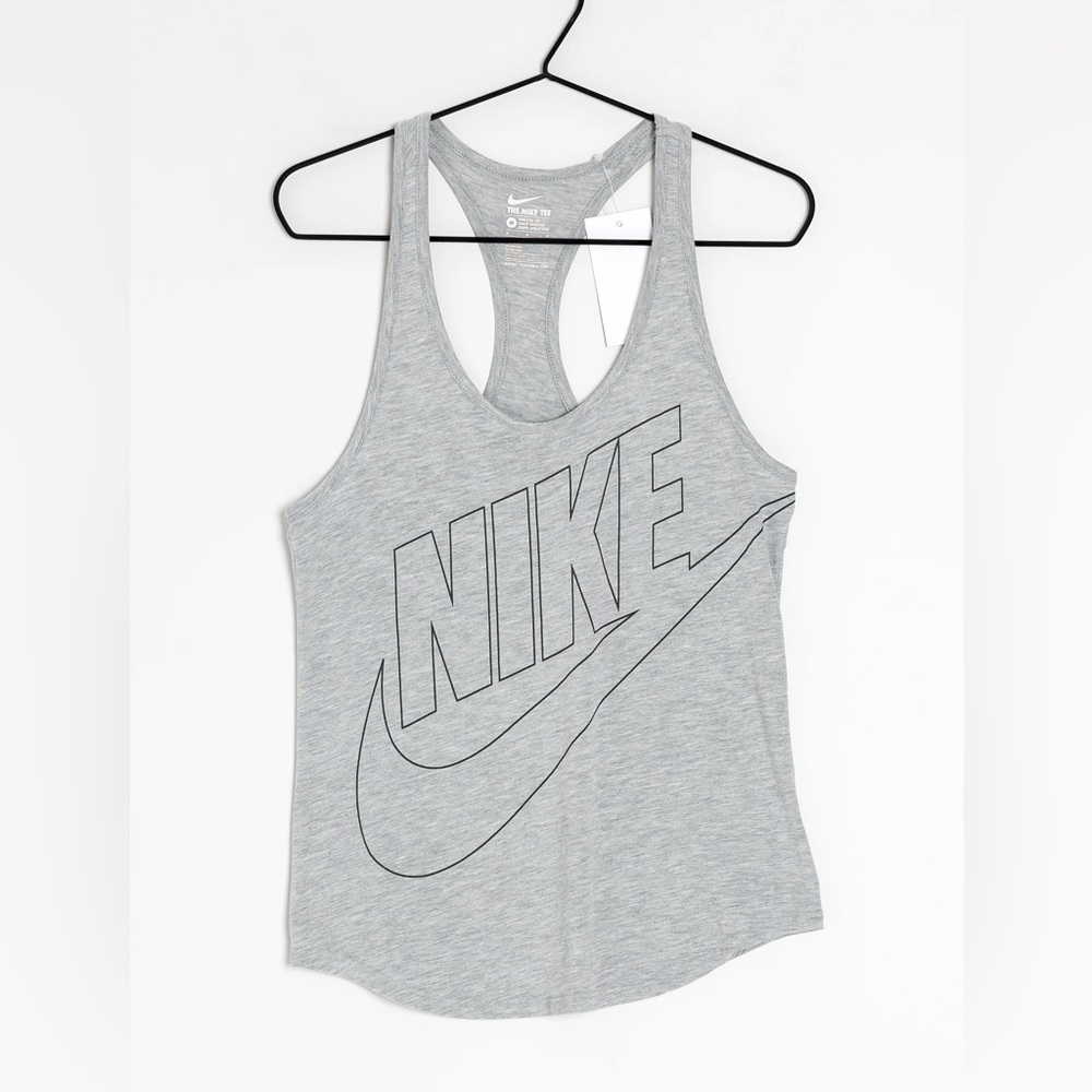 Nike Racerback Tank Top Medium Gray Graphic Athletic Workout